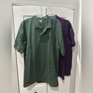 Lands' End Men's Green and Purple Polo Shirts -Set of 2